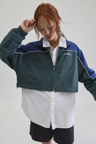 Contrast Panel Zip Up Crop Windbreaker Jacket