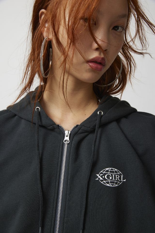 X-girl World Logo Zip-Up Hooded Vest