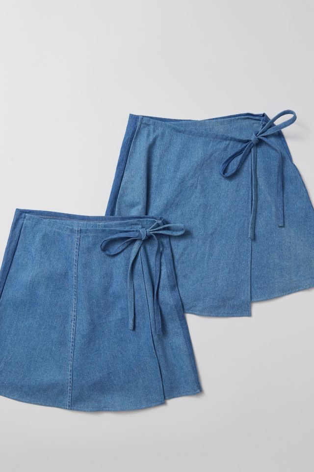 Urban Renewal Remade Pieced Denim Wrap Mini Skirt #1