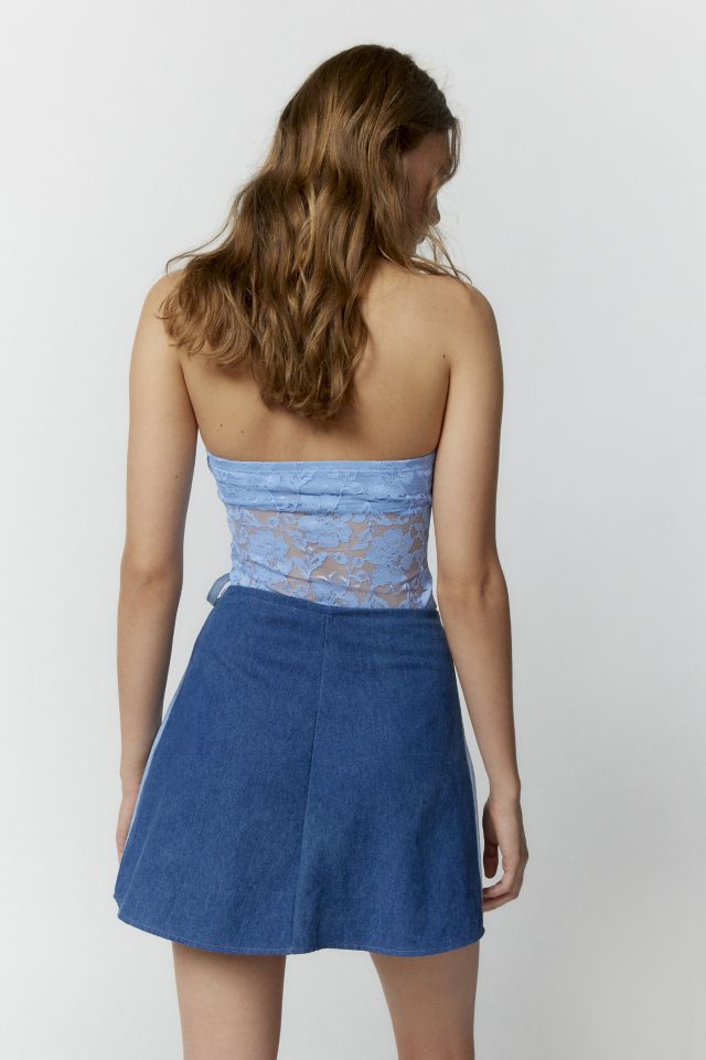 Urban Renewal Remade Pieced Denim Wrap Mini Skirt #4