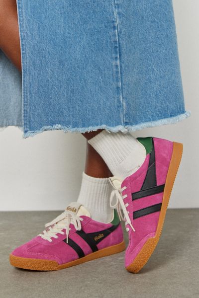 Gola Women's Elan Sneaker In Fuchsia/black/evergreen, Women's At Urban Outfitters In Fuchsia/black/evergreen