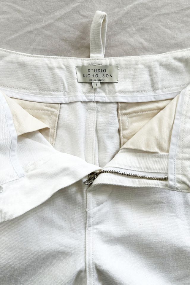 Studio Nicholson Akerman Curved Leg White Jeans | Urban Outfitters