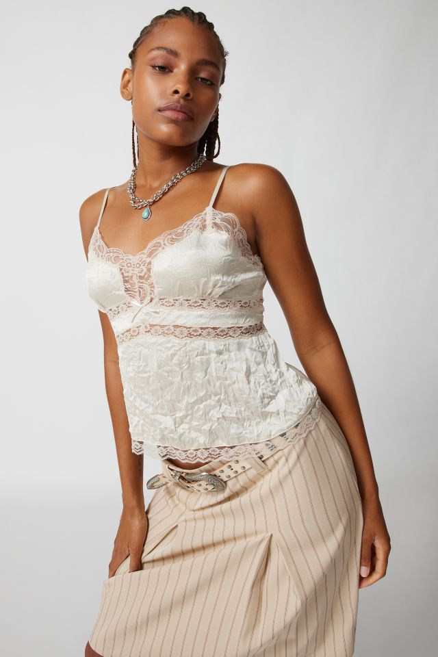 White satin lace store cami