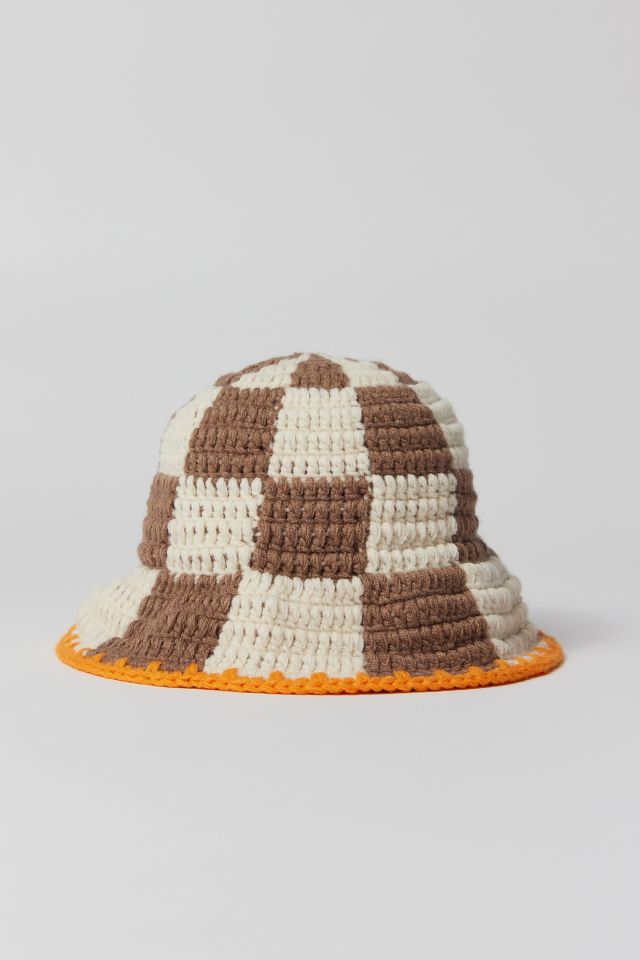 Crochet Checkerboard Bucket Hat in Brown/Lime – FITMAMA