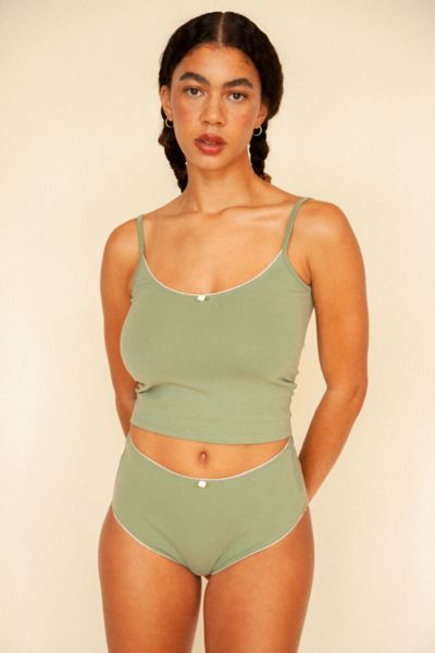 Rat Boi Scoop Back Lace Trim Cami In Sage, Women's At Urban Outfitters In Sage