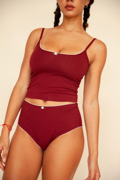 Rat Boi Scoop Back Lace Trim Cami In Bordeaux, Women's At Urban Outfitters In Bordeaux