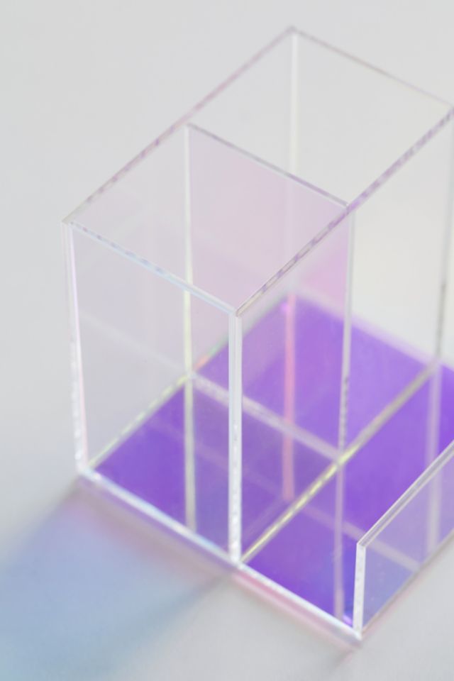 Sleek Rainbow Glitter Clear Acrylic Desk / Beauty Organizer – Aura In Pink  Inc.