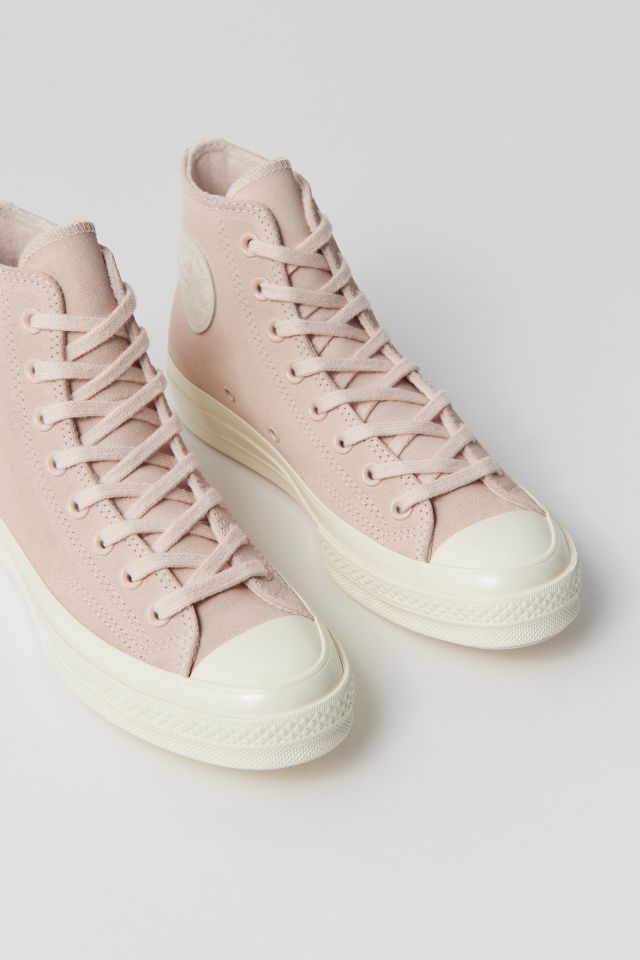 Pink leather high top on sale converse