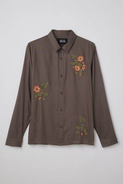 NATIVE YOUTH FLOWER LONG SLEEVE SHIRT IN BROWN, MEN'S AT URBAN OUTFITTERS