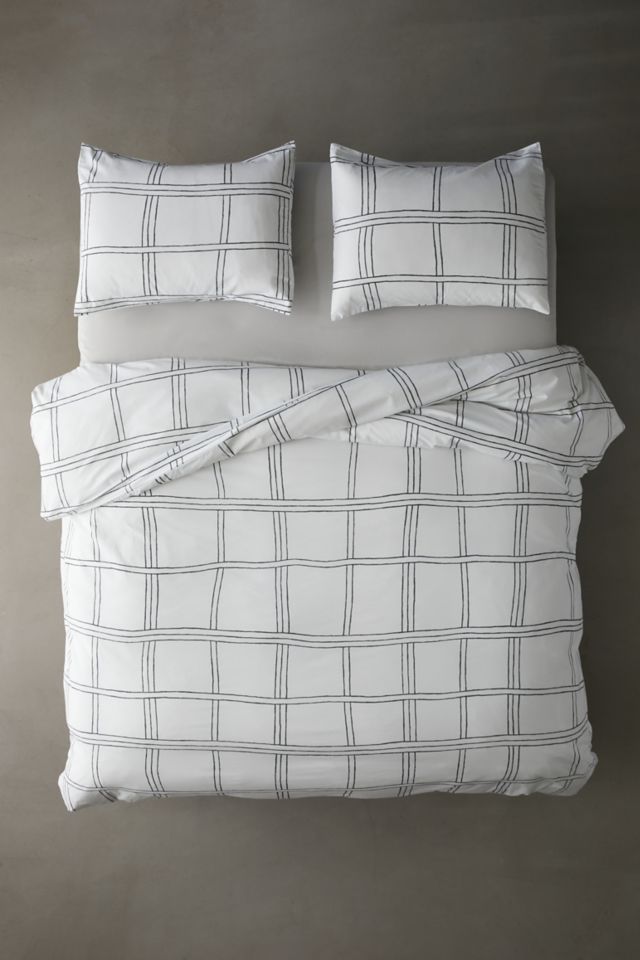 Washed Cotton Wiggle Grid Duvet Cover #1