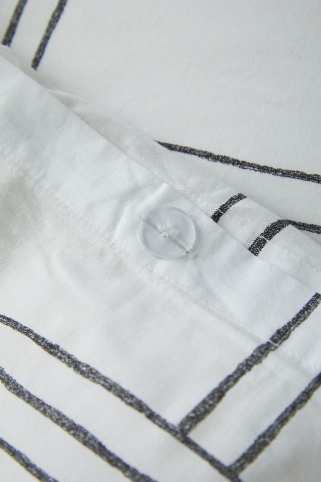 Washed Cotton Wiggle Grid Duvet Cover #4