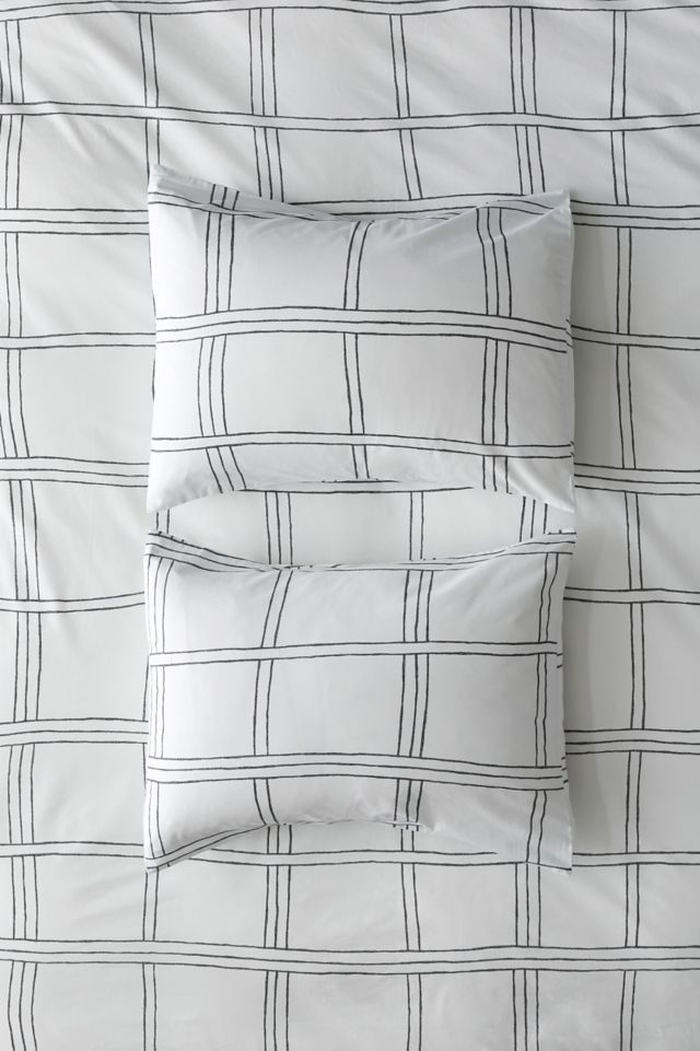 Washed Cotton Wiggle Grid Sham Set #1