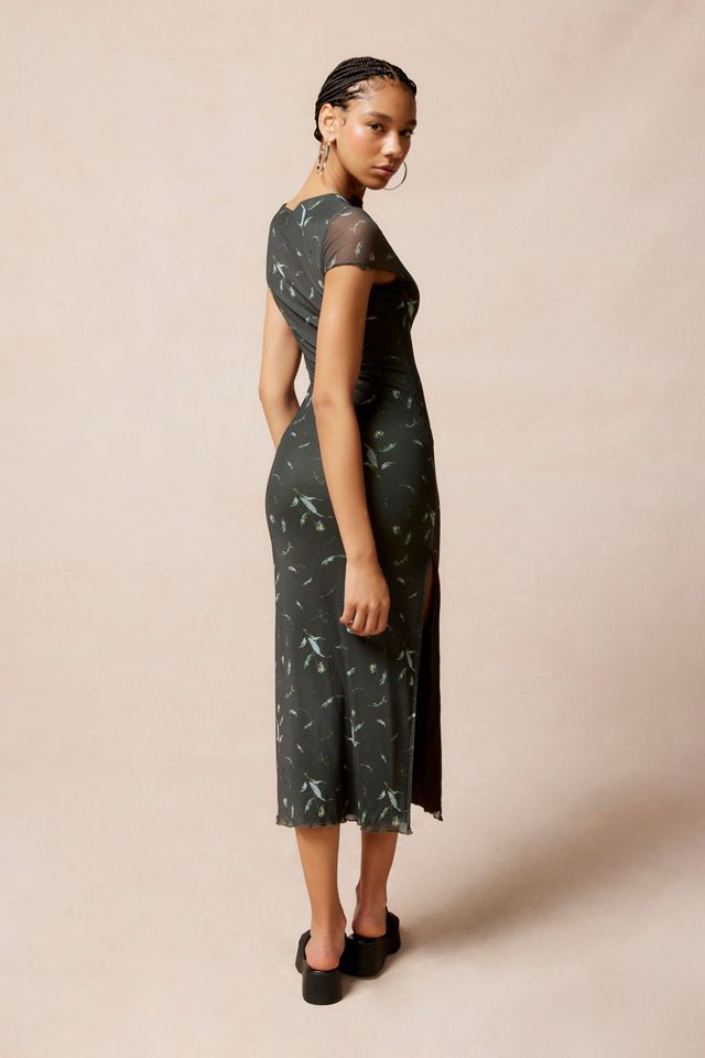 embroidered mesh skater dress Yumi Navy Embroidered Floral Mesh Wrap Midi Skater Dress – Envy Boutique