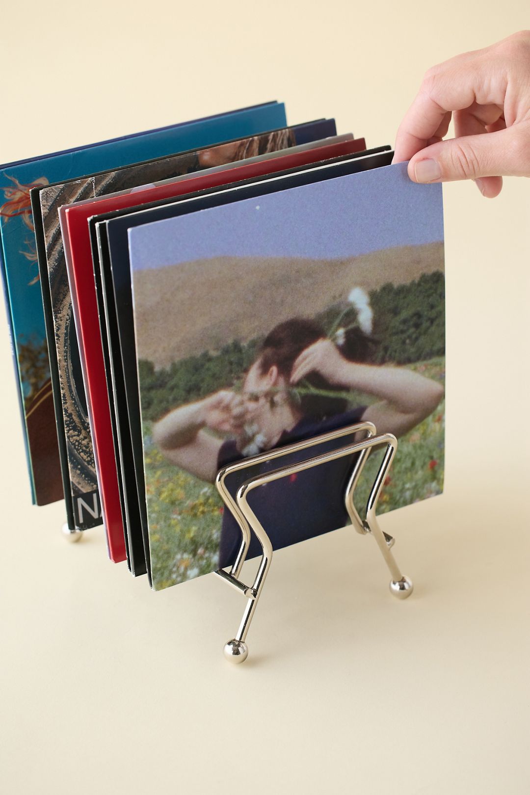 Nina Record Storage Rack - Chrome, ONE SIZE