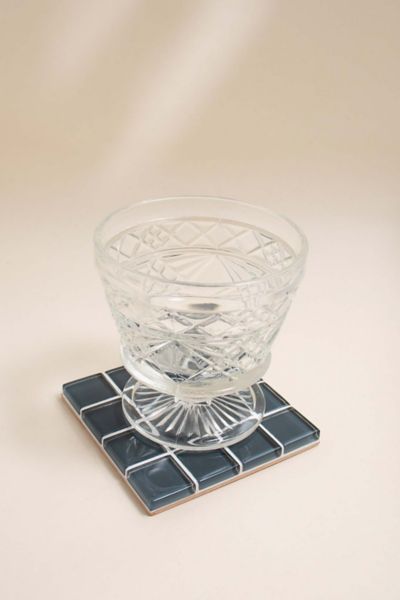 Subtle Art Studios Solid Glass Tile Coaster In Ocean