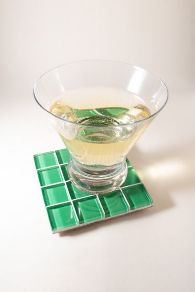 Subtle Art Studios Solid Glass Tile Coaster In Kelly