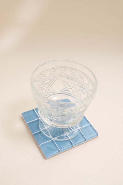 Subtle Art Studios Solid Glass Tile Coaster In Sky