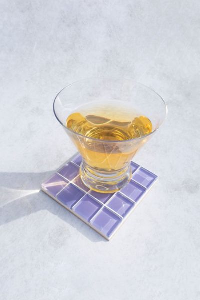 Subtle Art Studios Solid Glass Tile Coaster In Lilac