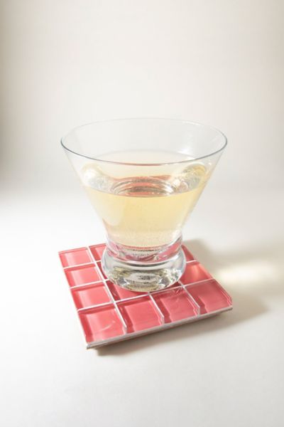 Subtle Art Studios Solid Glass Tile Coaster In Rose