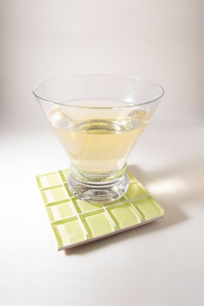 Subtle Art Studios Solid Glass Tile Coaster In Lemon