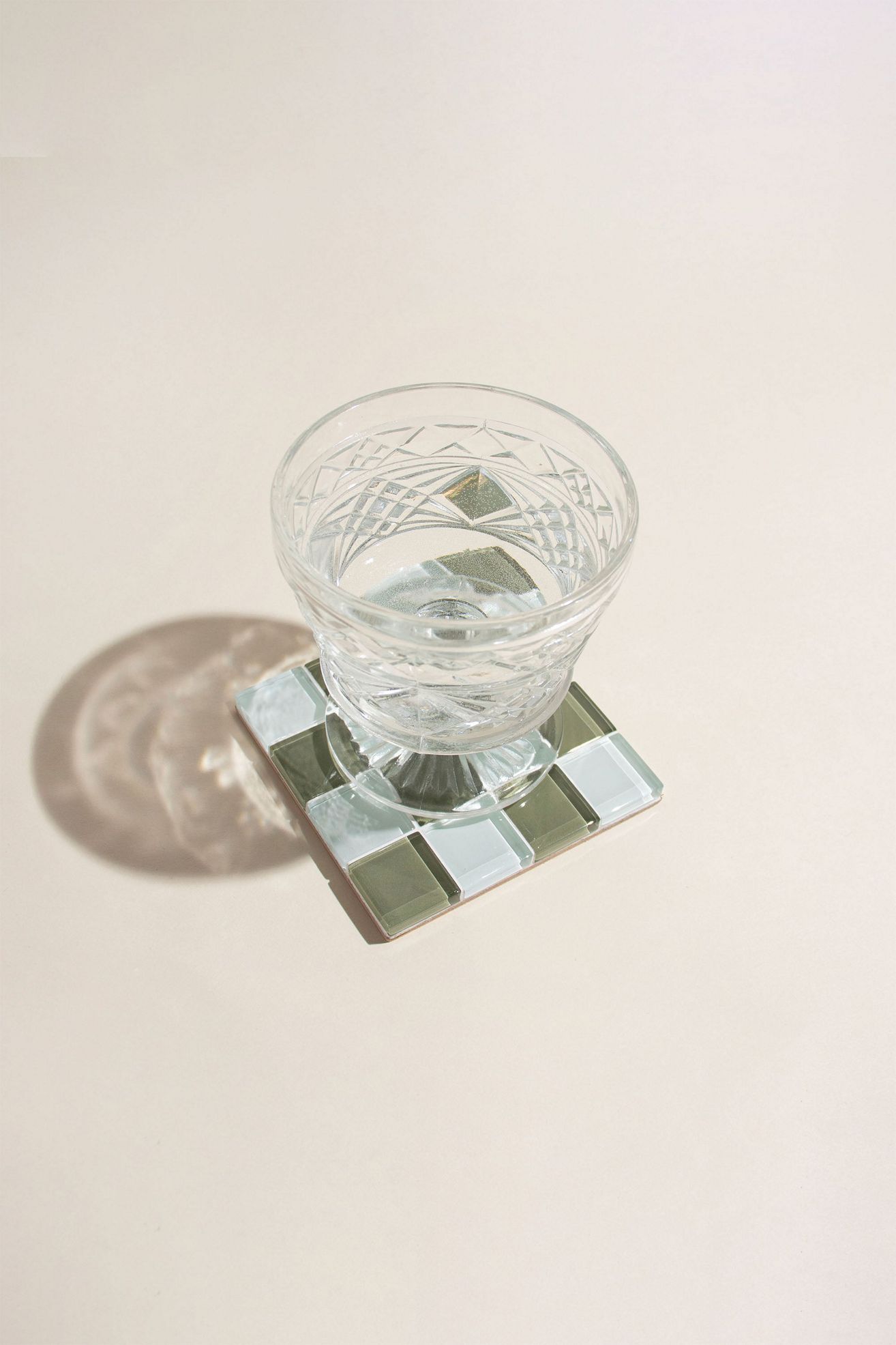 Subtle Art Studios Chocolate Checkered Glass Tile Coaster - Matcha Milk Chocolate, Regular, ONE SIZE