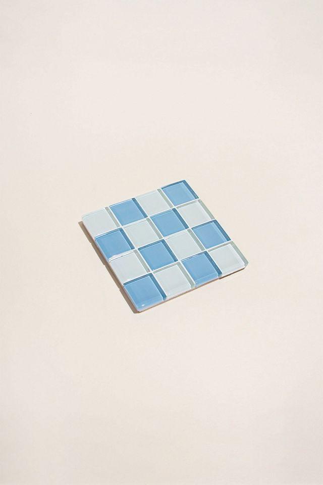 Subtle Art Studios Chocolate Checkered Glass Tile Coaster