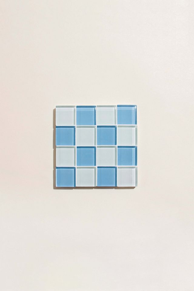 Subtle Art Studios Chocolate Checkered Glass Tile Coaster