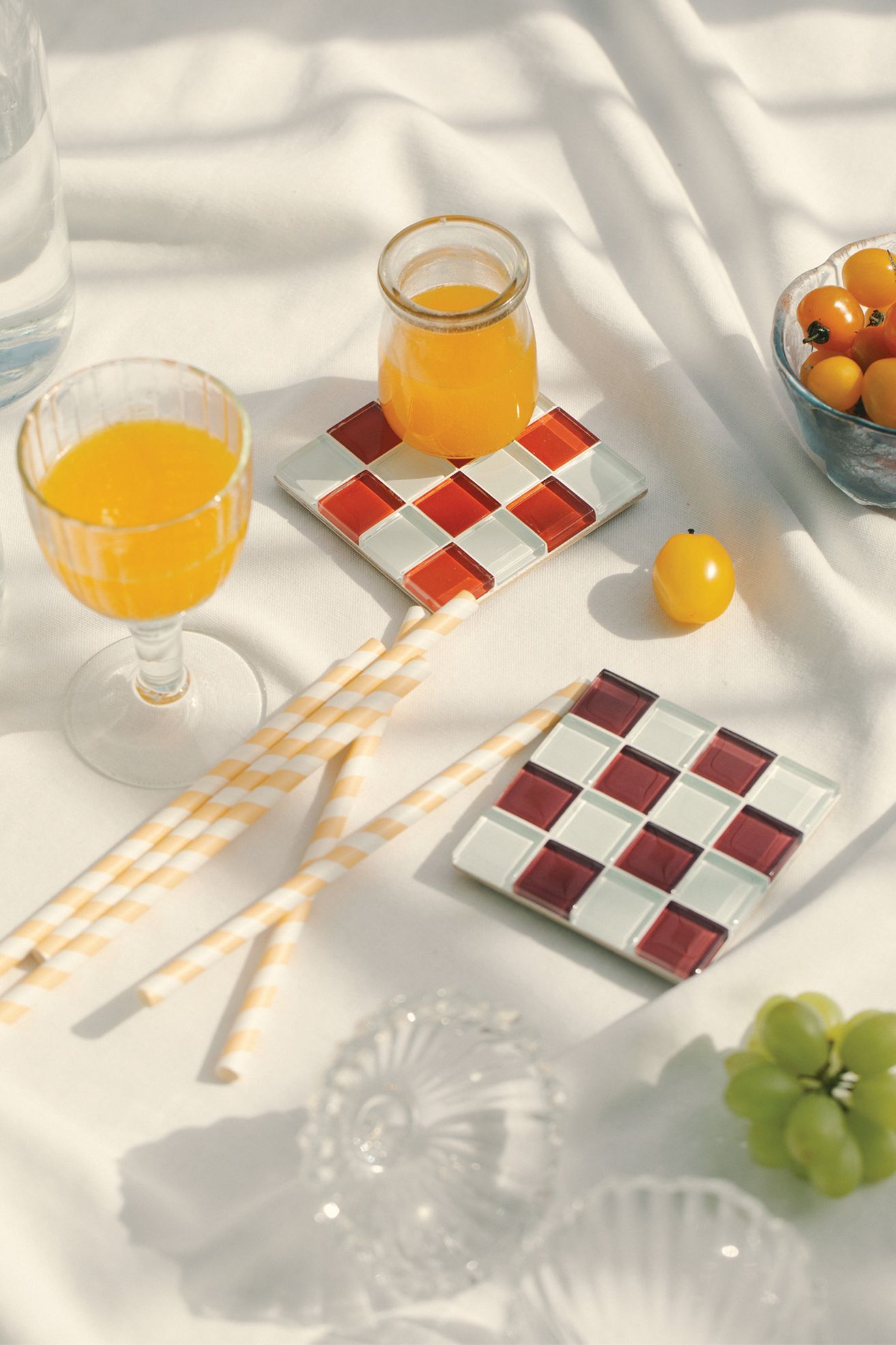 Subtle Art Studios Chocolate Checkered Glass Tile Coaster - Cherry Milk Chocolate, ONE SIZE