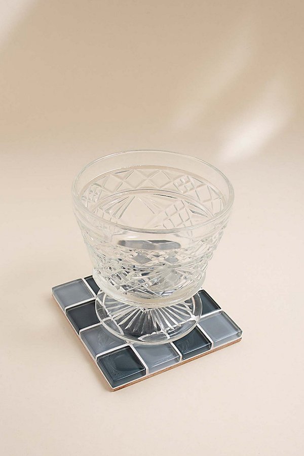 Subtle Art Studios Checkered Glass Tile Coaster In That's Fate