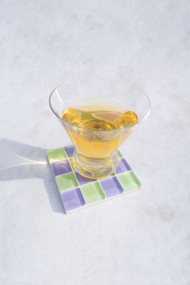 Subtle Art Studios Checkered Glass Tile Coaster