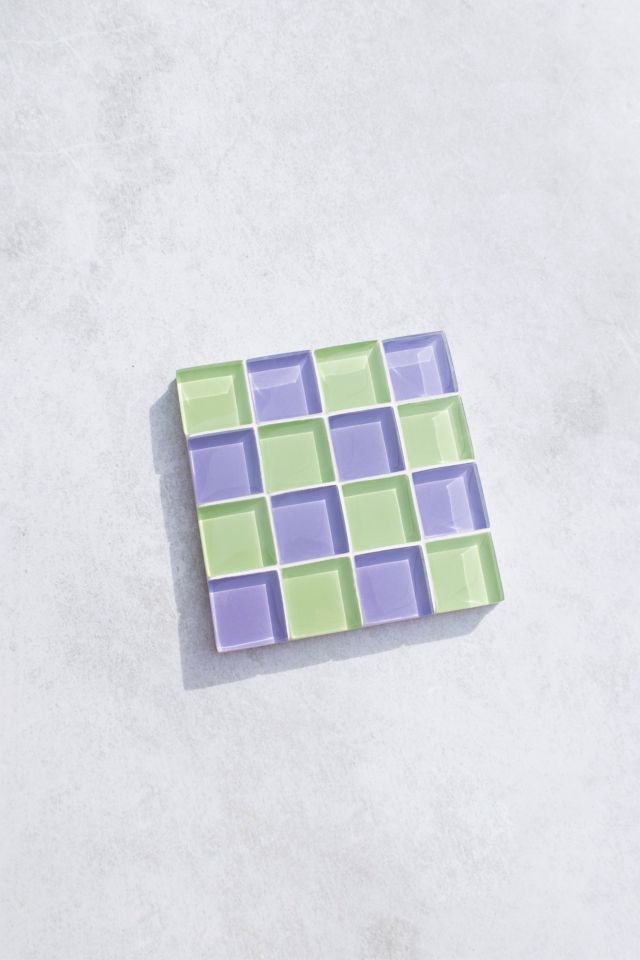 Subtle Art Studios Checkered Glass Tile Coaster