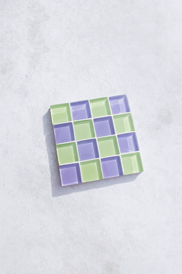 Blueberry Blue Checkered Coaster Mosaic Kit