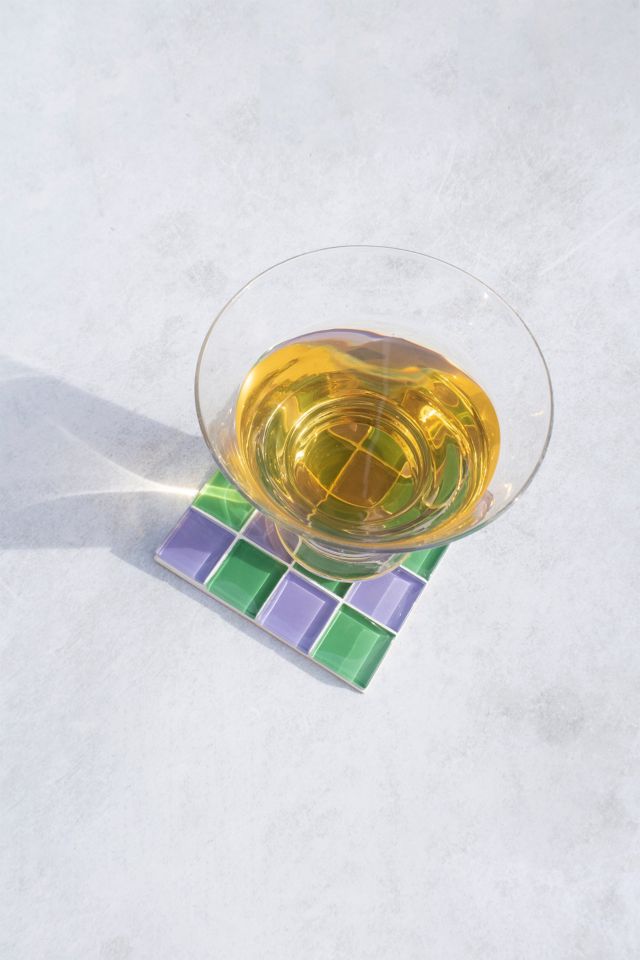 Subtle Art Studios Checkered Glass Tile Coaster