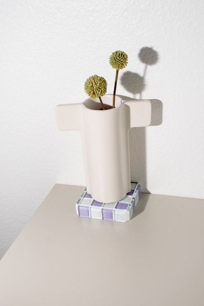 SUBTLE ART STUDIOS GLASS TILE CHECKERED CUBE IN LAVENDER LATTE AT URBAN OUTFITTERS