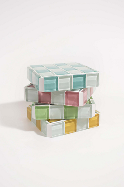 Subtle Art Studios Glass Tile Checkered Cube