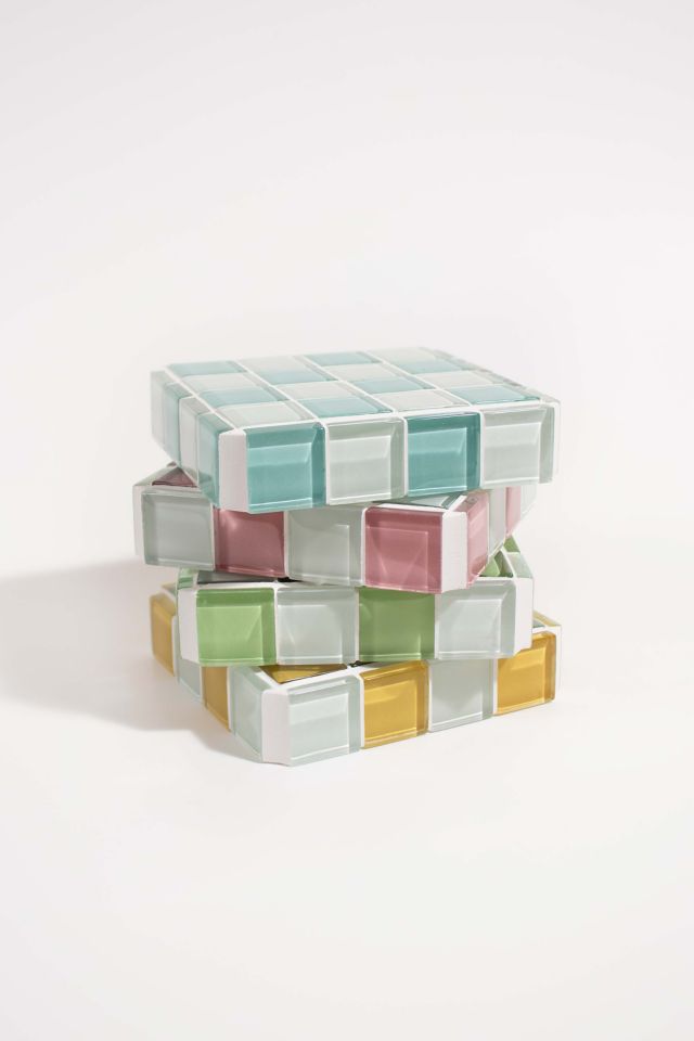 Subtle Art Studios Glass Tile Checkered Cube #3