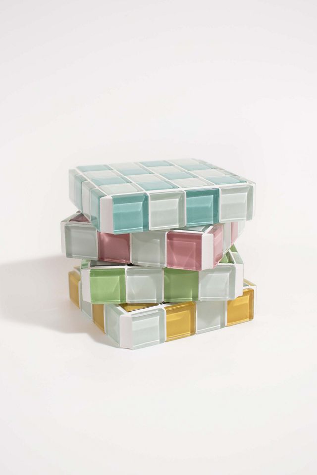 Subtle Art Studios Glass Tile Checkered Cube