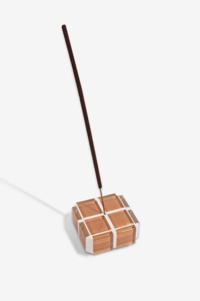 Subtle Art Studios Glass Tile Incense Holder In Caramel