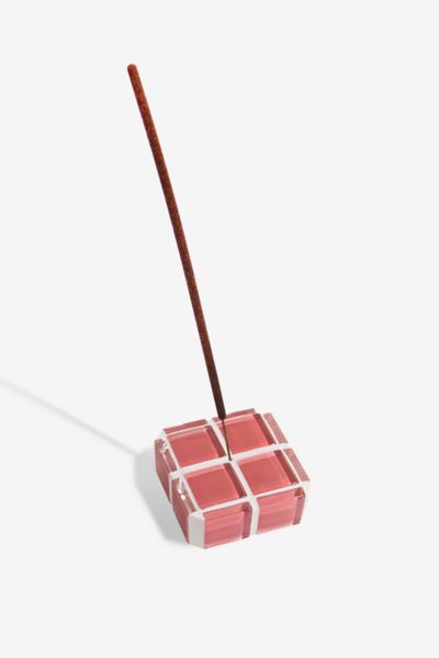 Subtle Art Studios Glass Tile Incense Holder In Rose