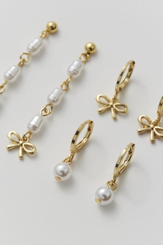 Pearl Bow Earring Set #3
