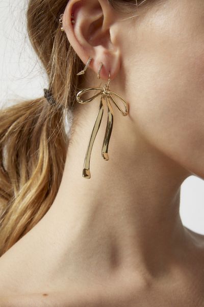 Urban Outfitters Bow Drop Earring In Gold
