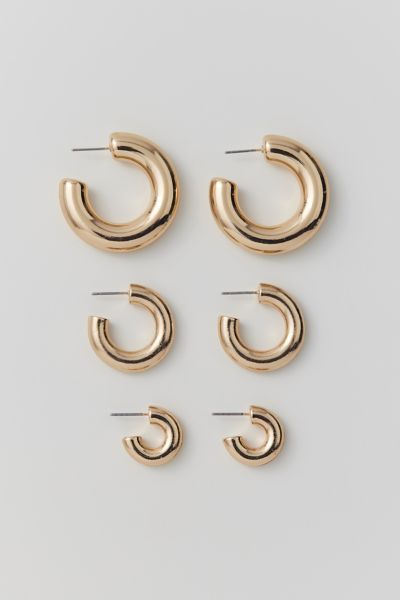 Urban Outfitters Chubby Hoop Earring Set In Gold