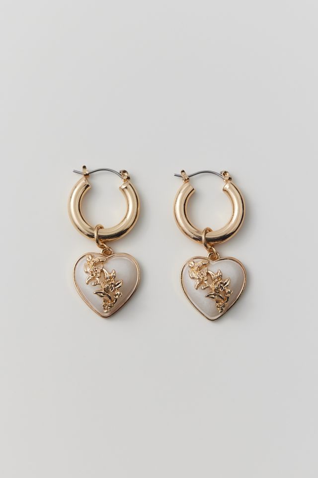 Heart Charm Hoop Earring  Urban Outfitters Taiwan - Clothing