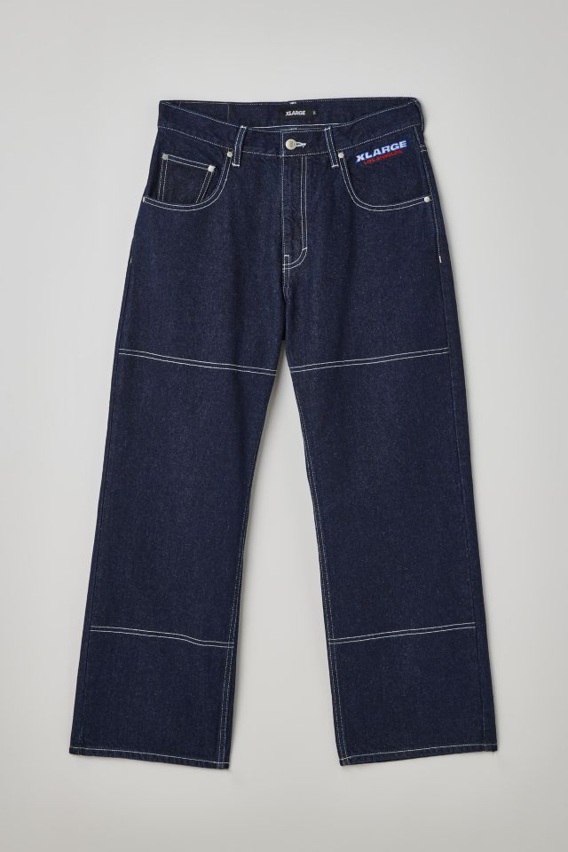Denim Stitch Front Wide Leg Jeans
