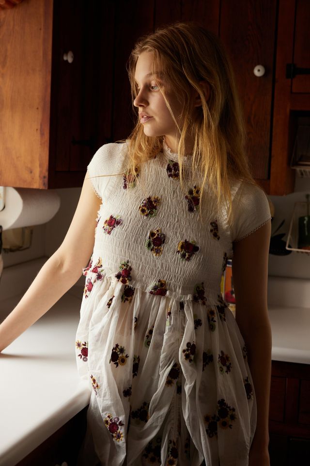 UO Blaine Embroidered Floral Midi Dress #1