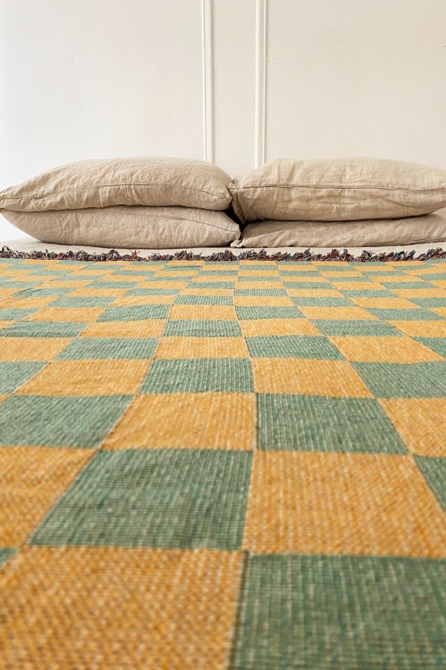 Clr Shop Green & Gold Woven Throw Blanket