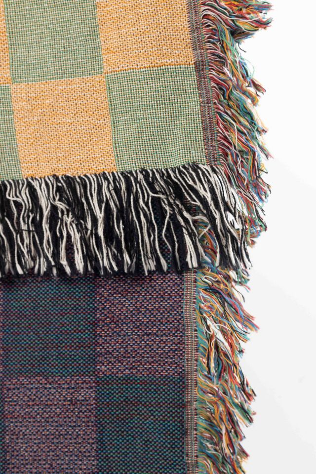 Clr Shop Green & Gold Woven Throw Blanket