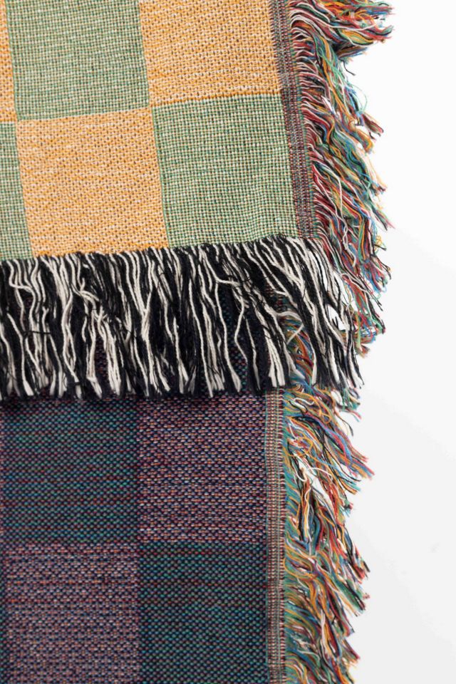 Clr Shop Green & Gold Woven Throw Blanket #3