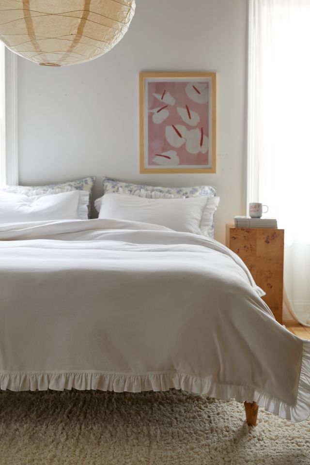 Ruffle-trimmed King/Queen Duvet Cover Set