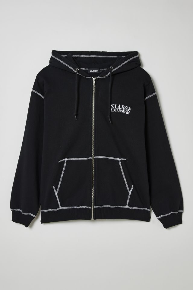 Black Contrast Stitch Hoodie